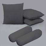 Bolster Pillow 30x12 Set of 2 with Cushion Filler 16x16 Set of 3 Soft & Shiny Diwan Pillow Microfiber Bed Pillow Bolster BOL_30x12cu_16x16 Dark Grey