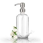 GLUBEE Clear Glass Soap Dispenser, 500ml Washing Up Liquid Dispenser with Stainless Steel Pump, BPA Free, Eco Friendly for Bathroom, Kitchen Sink