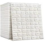UNSORT 3D White Brick Wallpaper for Wall PE Foam Wall Stickers Self Adhesive DIY Wall Decor (70 x 77cm, Appx. 5.8Sq Feet) (Pack of 35)