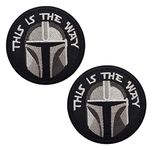 2 Pieces This is The Way Mandalorian Full Helmet Tactical Star War Bounty Hunter Patch Funny Morale Military Emblem Embroidery Hook and Loop Patch for Jacket Backpacks Clothes Vest Uniforms