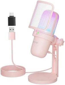 Ko-Star USB Microphone Gaming for PC Pink，Mini Computer Gaming Mic for PS4/ PS5/ Mac,Streaming Microphone for PC Gaming,Condenser Mic with RGB Streaming,PopFilter,Shock Mount for Recording,Podcasting