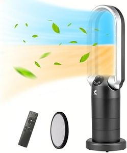 Ocean Loong 1800W Space Heater & Bladeless Tower Fan & HEPA Air Purifier 3in1, Eco Electric Heater with Thermostat, Remote Control, Timer, Oscillation, 29", AB01H (Grey)