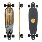 Mindless Lakota DT IV | Natural/Black 40” Drop-Thru Longboard W Zebra Veneer Wood Unique Deck | 75mm Haraka Wheels Smooth Riding Downhill and Cruiser Style Board | For Beginner and Experienced Riders