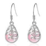 Bwraoyy Women's Earrings 925 Sterling Silver Moonlight Cat's Eye Drop Pendant Fashion Love Wishing Hypoallergenic Earring