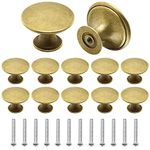 Juibao Gold Cabinet Door Knob, Mushroom Drawer Knob, Single Hole Round Drawer Pull Handle with Matching Screws, Pack of 12 (Gold Vintage Bronze)