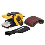 Belt Sander 800W with 5 Sanding Belts 76x457mm Electric Sander with Dust Bag, 6 Variable Speed Adjustable Handle, 3M Cable Black & Yellow 240V Locking Switch Sander Tool TOUGH MASTER