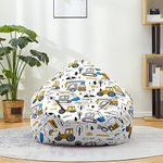 Morbuy Bean Bag Cover 3D Excavator Sofa Cover Lazy Lounger Bean Bag No Filler Detachable Washable Puff Sofa Lounge Recliner for Living Room, Children's Room (S,Snow White Forest)