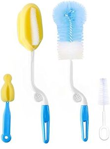 SYGA Baby Milk Bottle Nipple Straw Brush Sponge Nylon Cleaning Brush Cleaner Bottle Tong Set (Color May Vary) (4 Pcs)