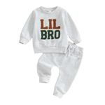 Toddler Baby Big Brother Little Bro Matching Outfit 2PCS Pants Set Infant Sweatshirt + Sweatpants Fall Spring Tracksuit Clothes (12-18 Months, D-LIL BRO)