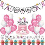 Zyozique 37 Pcs -I Got My First Tooth Decoration/First Tooth Decoration/First Tooth Decoration Items for Baby/My First Tooth Decoration/1st Teeth Decoration Items (PINK)