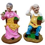 WINSOME COLLECTION Grand Parent Old Romantic Couple Statue Dada Dadi Showpiece Home Decor Multicolor Polyresin Pack of 1 (C7)