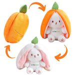 Storescent Reversible Carrot Bunny Plush Toy, Adorable & Versatile Stuffed Animal with Zipper - Soft Rabbit Toy, Pillow & Decorative Gift (Carrot Bunny 30CM)