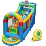 BOUNTECH Inflatable Bounce House, Clownland Bouncy House with Long Slide for Kids 3-6 Indoor Outdoor Backyard Fun w/Climbing Wall, Obstacles, Ball Pit, Toddler Bouncy Castle for Birthday Party Gifts