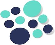 Navy Blue/Mint Green Vinyl Wall Stickers - 2 & 4 inch Circles (60 Decals)