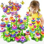 Gojmzo Toys for 2 3 4 5 Year Old Girl Birthday Gifts, 150 PCS Flower Garden Building Toddler Girl Toys 2-3, Preschool Learning Activities Stem Building Toys for Kids Girls Age 4-5