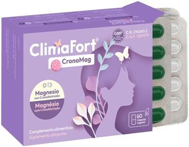 ClimaFort® CronoMag | Magnesio para la Menopausia | 5 Sales Bisglicinato de Magnesio + Glicerofosfato | Vitamina B12 | Energía y Relajación | Suplemento Mujer | Crononutrición | 60 Cápsulas 1 mes