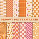 Whaline 60Pcs Boho Pattern Paper A5 Groovy Scrapbook Specialty Paper Hippie Double Sided Retro Boho Decorative Craft Paper For DIY Art Craft Card Making Photo Album Journal Decoration, 5.5 x 8.3 Inch