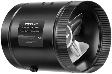 VIVOSUN Inline Booster Duct Fan 6” 240 CFM, HVAC Exhaust Ventilation Fan with Low Noise for Basements, Bathrooms, Kitchens, Attics, Grow Tents, Black