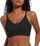 GXIN Non Wired Bras for Women Seamless Push Up Padded Bra Full Coverage Wireless Support Comfort Soft Everyday Bra (UK, Alpha, M, Regular, Regular, Standard, Black)