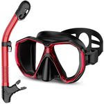 Honlanor Snorkel Set, Snorkel Dry Top Snorkeling Gear for Adult, Panoramic View Anti-Fog Mask, Dry Top Snorkel and Gear Bag, Man Woman Snorkel Gear for Swimming Training Snorkeling Diving, Red