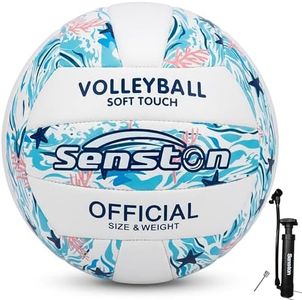 Senston Volleyball Official Size 5, Waterproof PVC Volleyball, Soft Texture No Hurt Hands, Wear-Resistant & Durable, Distinctive Design for Indoor Outdoor
