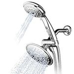 Hydroluxe 30-Setting Ultra-Luxury 6 inch Rainfall Shower Head & Handheld 3-Way Combo with Water Saving Pause Switch and Stainless Steel Hose/Enjoy Separately or Together! Premium All Chrome Finish