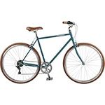 Retrospec Kinney 7-Speed City Bike High-Tensile Steel with 700x32C Tires, Rear Rack and Swept Back Handlebars Commuter Bicycle - Coastal Blue, 58cm/Large (4135)