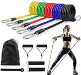 Nature Therapy Home Fitness Accessory Resistance Tube Resistant Bands Set (11 PCS) With Carrying Bag Muscle Building Strength Training Yoga Pull Rope Home Gym Equipment