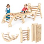 Xickboke Pikler Triangle Set,Pickler 3 Piece Climbing Gym for Kid Log Color