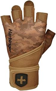 Harbinger Pro Wristwrap Gloves 2.0 for Weightlifting, Training, Fitness, and Gym Workouts with Wrist Support - Men's Tan Camo X-Large