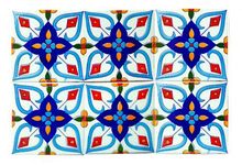 Shiv Kripa Blue Pottery Home Decor Stairs Kitchen Moroccan Interior Exterior Tabletop Floor Install Wall Ceramic Handmade Floral Design Wall Tiles 6 x 6 Inch Set of 6 Tiles (White & Multi)
