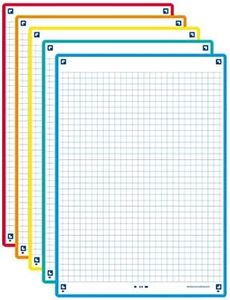 Oxford Fichas de revisión A5 2.0 Paquete de 50 unidades, 5 colores de recuadro, Cuadrícula 5x5, 400137404