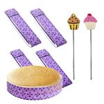 SNAIL GARDEN 4 PCS Cake Strips with 2 PCS Cake Tester,Adjustable Baking Bands,Super Absorbent and Heat Resistant Thick Cotton & Polyester Baking Strips for Even Baking,Cake Tin Bands for Baking