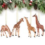 4 Pcs Flamingo Christmas Ornament Set Assorted Unicorn Ornament Kids Ornaments for Christmas Tree Plastic Giraffe Ornaments for Xmas Tree Hanging Giraffe Unicorn Xmas Tree Ornaments (Giraffe Style)