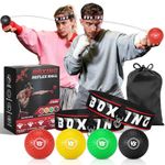 Headband Boxing Reflex Ball, 3 Levels Reaction Ball with 2 Adjustable Headbands, Boxing Training Equipment for Reaction, Punching Speed, Hand Eye Coordination