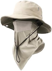 Breathable Fisherman Hat with Detachable Face Mask, 2026 New Fisherman's Sun-Protective Face Covering Adjustable Unisex (Khaki*1)