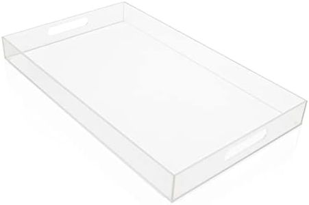 Kurtzy Plateau Transparent en Plastique Acrylique avec Poignées - L40 x l30 cm - Extra Grand Plateau Rectangulaire Anti-Fuite Décoratif - Petit Déjeuner, Thé/Café, Aliments, Boissons