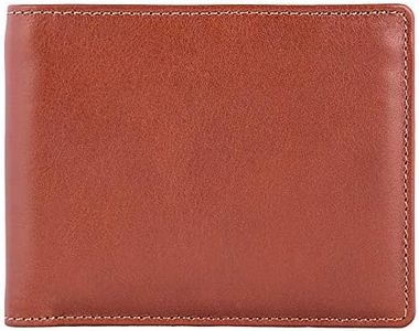 DiLoro Mens Slim Leather Wallet Pocket Bifold Travel RFID Blocking (Bugatti Tan)