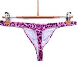 Faringoto Men's Underwear Pouch Leopard Panties Thong Male Bikini G String Low Rise Underpants Pink