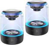 MEGATEK Dual T4-Pro IPX5 Waterproof Portable Bluetooth Speakers with Cool LED Lights & Wireless Stereo Pairing, 12 Watts Loud 360° HD Sound & Rich Bass, Small Speaker Set for Outdoor, Shower, & Pool