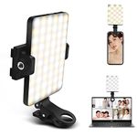 GreatLPT Selfie Light, 60 LED Phone Light, Light 2000Mah Rechargeable Clip Video Light, 10-Level Brightness Adjustment, CRI 95+, 3 Light Modes Dimmable, Portable Video Conference Lighting