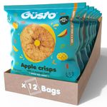 GUSTO SNACKS Crunchy Apple Crisps with Mango Juice - Case of 12 (20g) - 100% Dried Fruit Snacks - No Added Sugar, High in Fibre, Vegan, Vegetarian, Low Calorie, Gluten free, Nut free & Fat Free