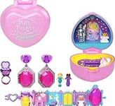 Polly Pocket Keepsake Collection Royal Ball Jewelry Set, Unicorn Castle Theme, 2 Dolls, Ring & Ring Box, Earrings, Bracelet, Ages 4 Years Old & Up