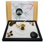 Zenfy Zen Sand Garden for Desk with Rake, Rocks and Figures