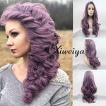 Xiweiya Long Purple Wavy Wig Side P