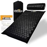 LyfeFocus Acupressure Mat & Pillow Set with Travel Bag - Cushioned Spike Acupuncture Massage Mat for Back, Neck & Shoulder Pain Relief - Easing Muscle Tension & Stress (Black & Black)