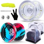 YOYOSTUDIO Pro Yoyo 2 Pack (V22 & P1)‌ - Convertible Responsive/Unresponsive Yoyo for Kids 8-12 & Adults, Professional Plastic/Metal Trick YoYos with 10 Yo-Yo Strings + 2 Case + Bearing Kit