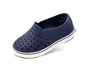 Native Miles Regatta Blue/Shell White Ankle-High Leather Slip-On Shoes - 4M