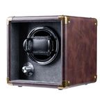 Mcbazel Automatic Watch Winder,PU Leather Automatic Single Watch Winder Turner Rotator Display Box with LED Light/Quiet Motor-Brown