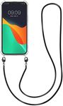 kwmobile Case Compatible with Apple iPhone 13 Pro Max - Crossbody Case Clear Transparent TPU Phone Cover with Metal Chain Strap - Black